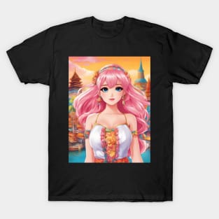 Beautiful pink hair anime princess T-Shirt